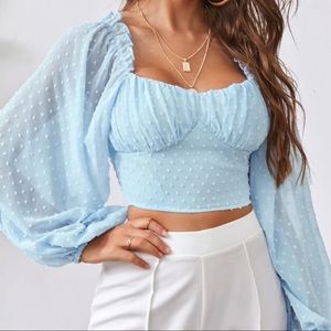 Crop Top. Blouses. Tops. Swiss dot top. Summer Top.